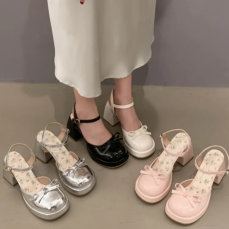 贾不假凉鞋女款2025新款夏季流行绝美蝴蝶结配裙子高跟韩系小皮鞋
