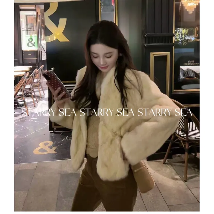 PP 定染兔毛 千金兔奢贵分区中古真皮皮毛一体皮草外套#PP0332SY