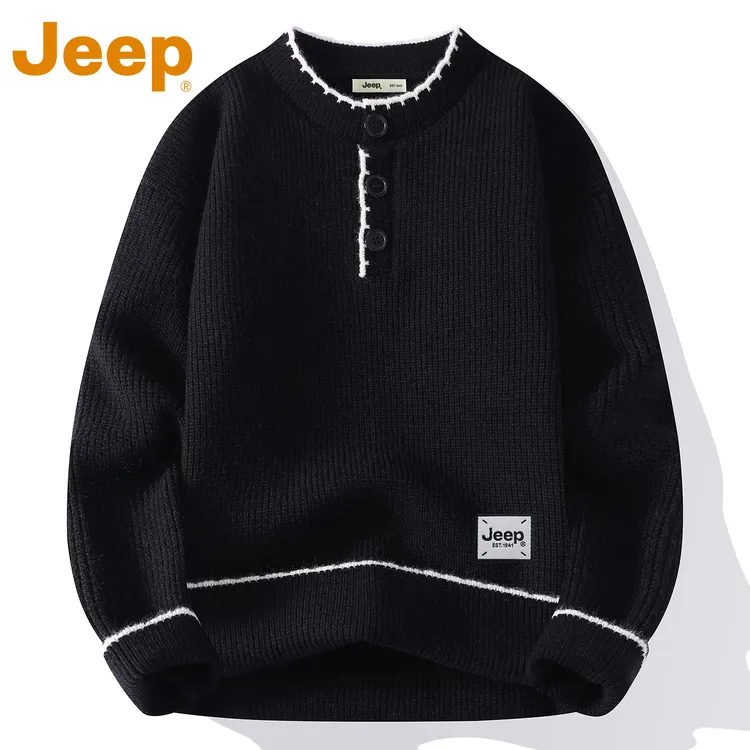 JEEP吉普高级感针织衫男款秋冬季2025新款宽松休闲百搭情侣款毛衣