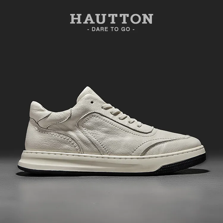 皓顿男士小白鞋潮鞋男款鞋子春秋透气休闲真皮休闲板鞋9313XB532