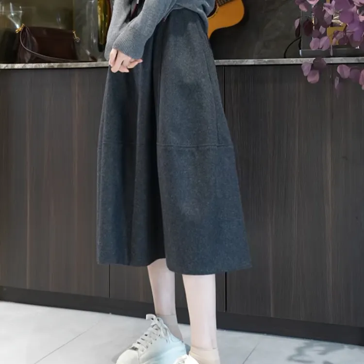 名港【俏花旋舞】松紧腰立体剪裁显瘦百搭保暖高腰半身裙 ZS1212