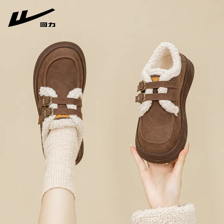 回力雪地靴女款2025新款冬季女鞋毛毛勃肯鞋子秋冬加绒保暖棉鞋女