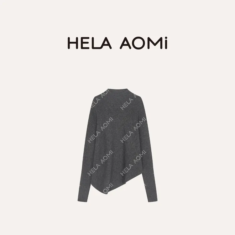 HELA AOMI “藏肉蝙蝠衫”绵羊毛100%极简风半高领针织衫CY5CM34516