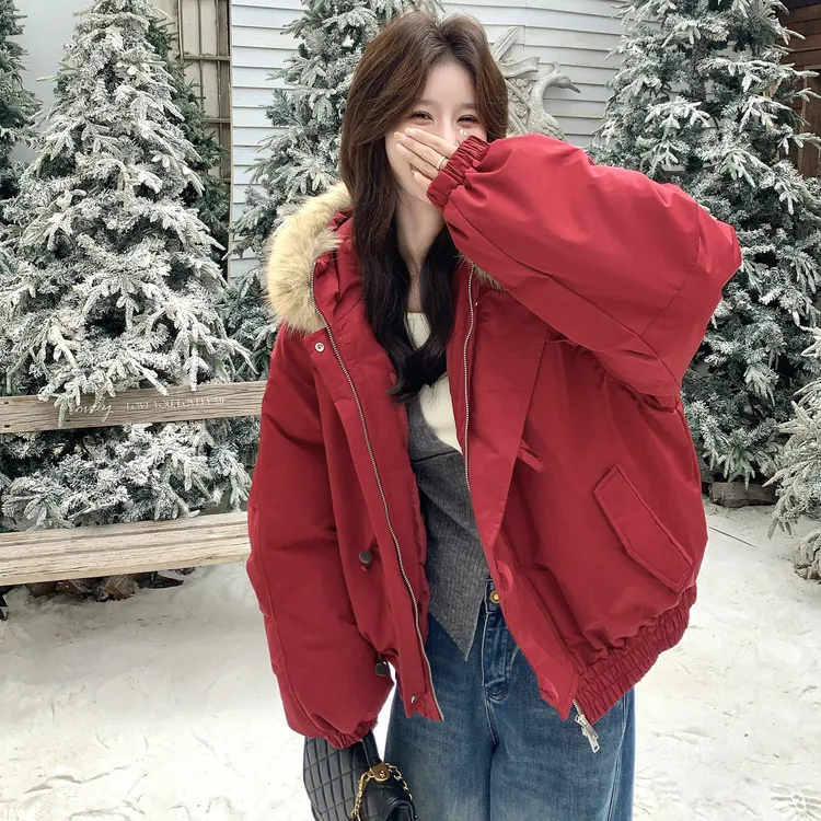 爆款秋冬感牛角扣小个子派克服加绒女2025冬新款休闲保暖冬季棉服