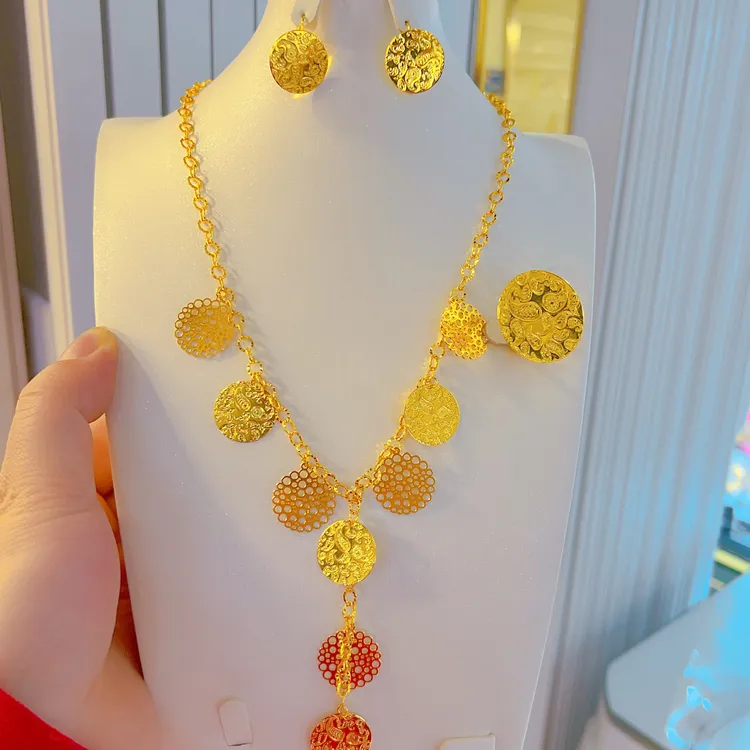 钛钢项链 367时尚新款休闲百搭项链耳环戒指巴达木套装精美简约