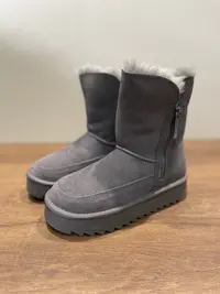 真皮全羊毛！雪地靴女长筒侧拉链2025时尚百搭加绒加厚中筒保暖