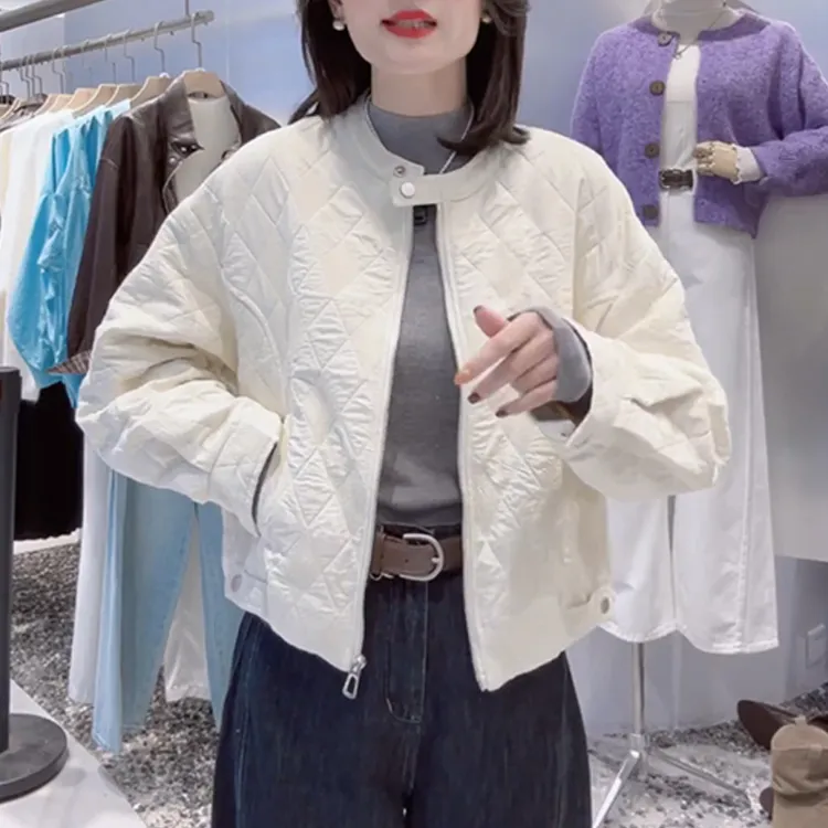 2025秋季新款圆领长袖外套女时尚减龄气质显瘦设计感百搭潮流衣服