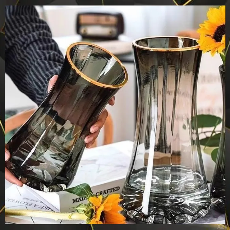 轻奢简约玻璃花瓶风感水养百合鲜花北欧客厅插花创意摆件量大优惠