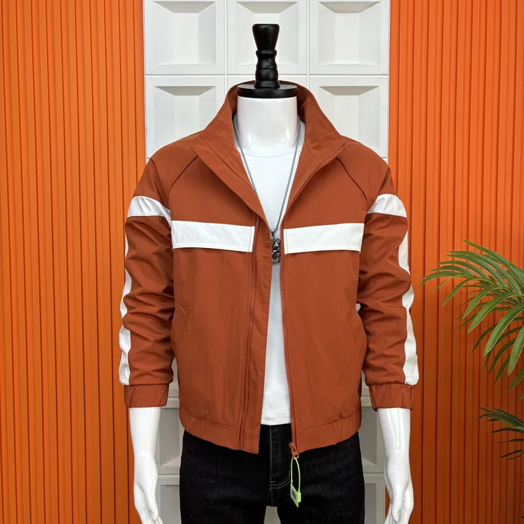新款男士夹克春秋季外套时尚韩版修身高级感拼色休闲百搭帅气上衣