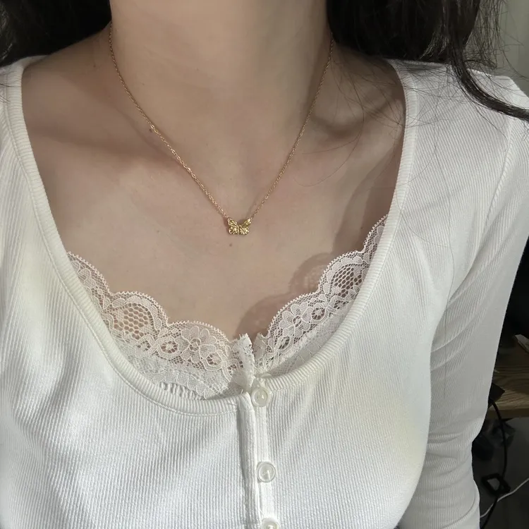 钛钢项链 8783小蝴蝶新中式不规则新款精致温柔风仙女轻奢不掉色