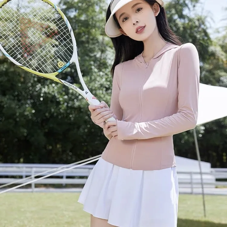 修身款连帽防晒衣夏季薄款防紫外线户外骑行运动上衣显瘦纯色外套