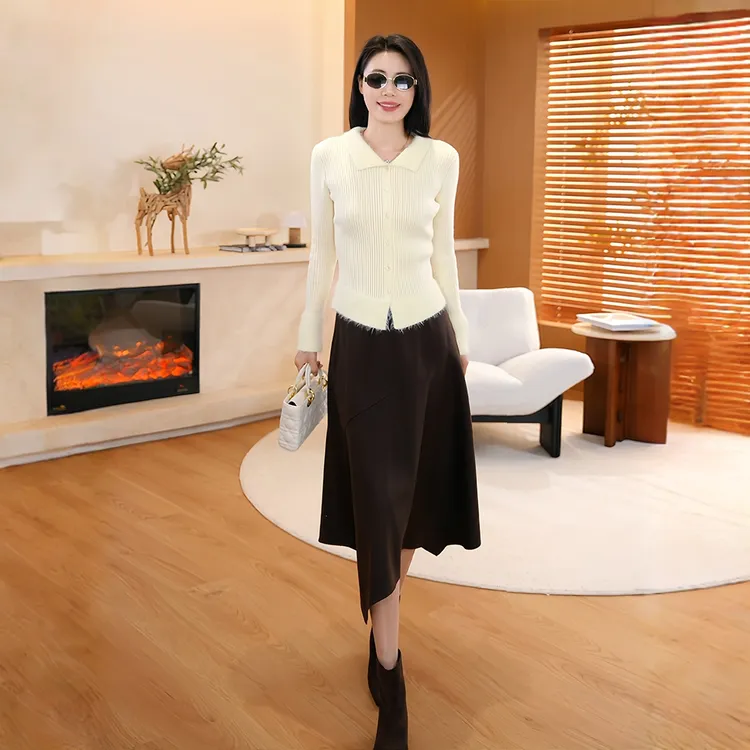 【完美比例】Mayya Plus麦芽定制气质显瘦毛茸茸梭织半裙32546117