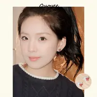 合金仿珍珠耳饰 Quoyee 甜美爱心蝴蝶结耳钉 精致耳饰SM01J3