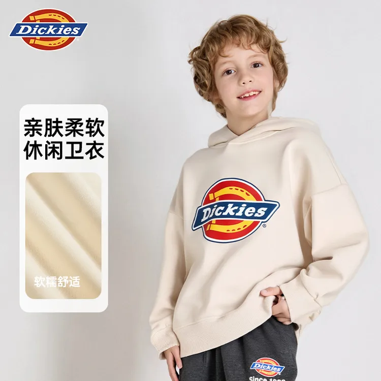 Dickies童装男童卫衣2025新款潮牌美式上衣儿童秋冬款连帽套头衫A