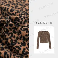 ZZMOLI复古美式豹纹T恤女款纯欲风气质圆领长袖打底上衣ZBY29766