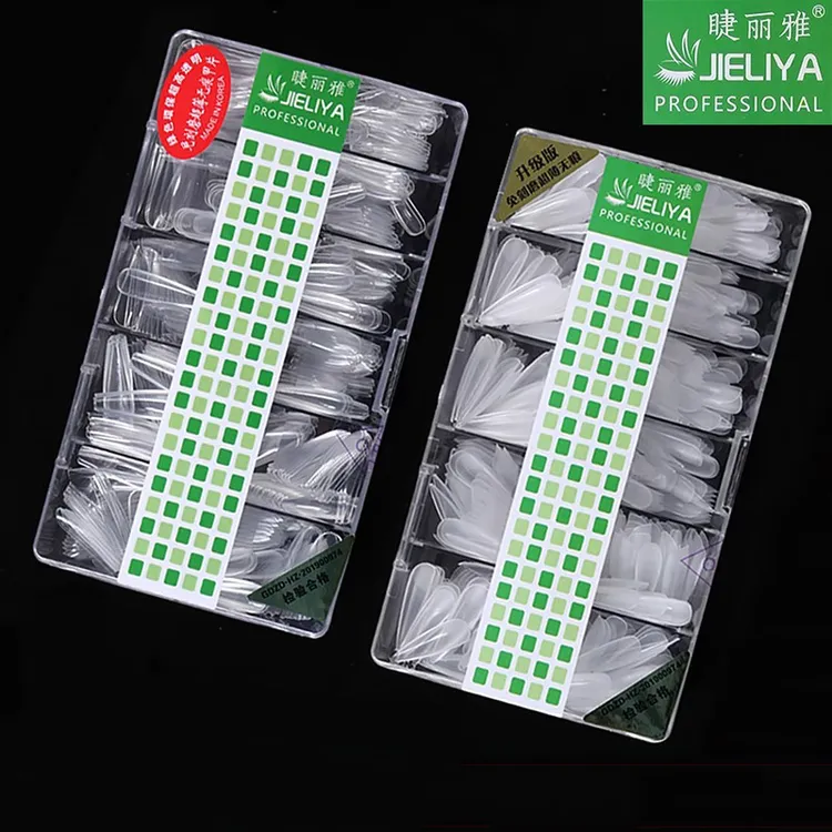 睫丽雅美甲甲片超薄无痕半贴全贴磨砂长水滴梯形穿戴甲免刻磨贴片