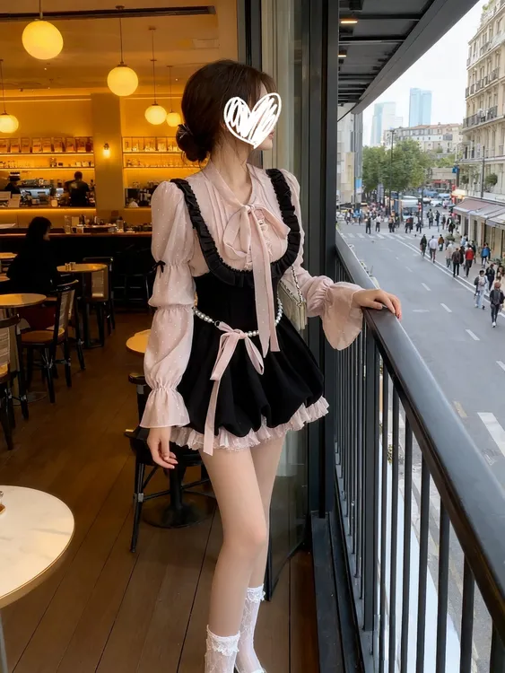 京州千金 秋季新款纯欲甜美风法式韩系温柔入秋公主衬衫带连衣裙 