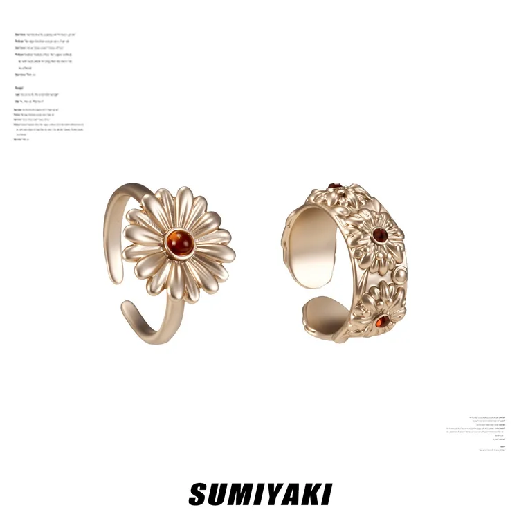 【达人专属】SUMIYAKI 雏菊系列法式复古戒指开口可调节