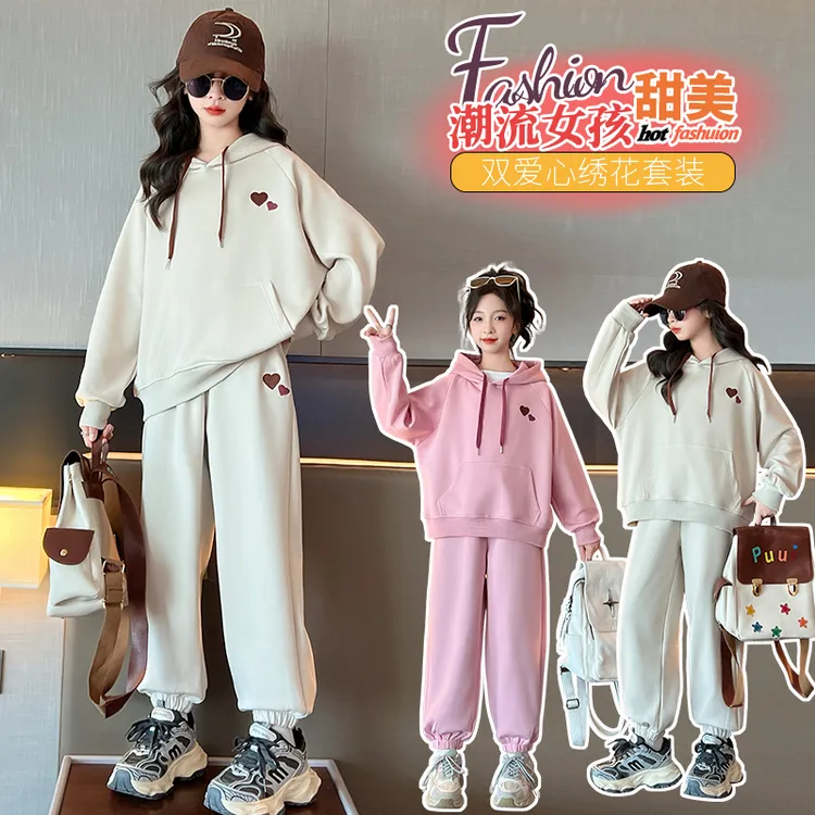 女童卫衣套装2025春秋季新款时尚儿童洋气休闲宽松运动外穿童装潮