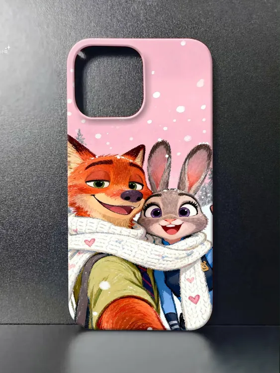 狐狸与兔子雪地合拍防摔适用于苹果16promax17华为荣耀vivo小米等