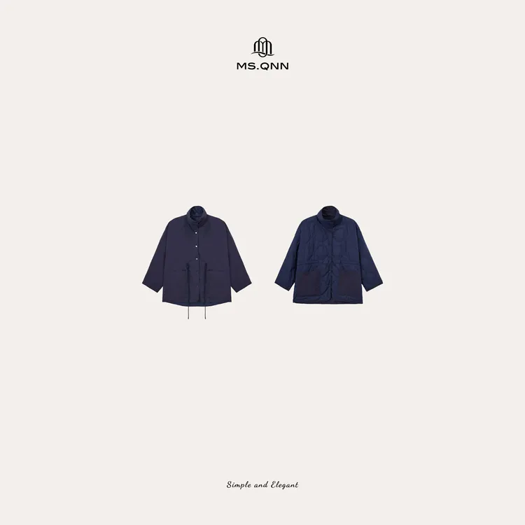 Ms.Qnn”文艺江南“翻领单排扣两面穿保暖95白鹅绒外套 52C1298 Q姐