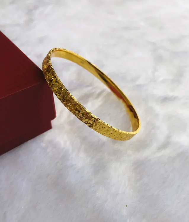 铜合金手镯 铜合金手镯 精工 三面碎冰纹手镯 金色素圈 气质时尚