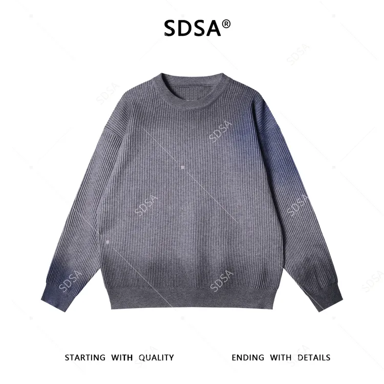 SDSA男士秋冬新款痞帅男装韩版简约渐变扎染圆领毛衣百搭时尚上衣