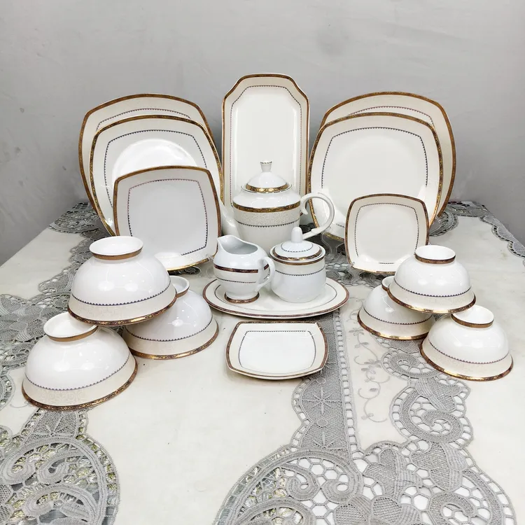 【新疆包邮】新款陶瓷57件餐具套装