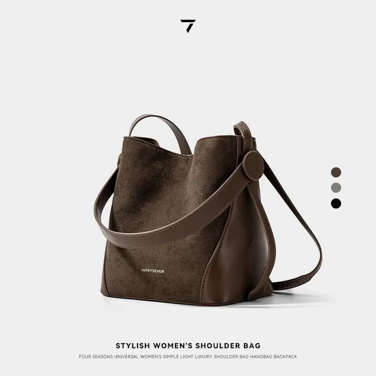 【乐其塞文/LuckySeven】远野系列慵懒风PU单肩包托特包77100