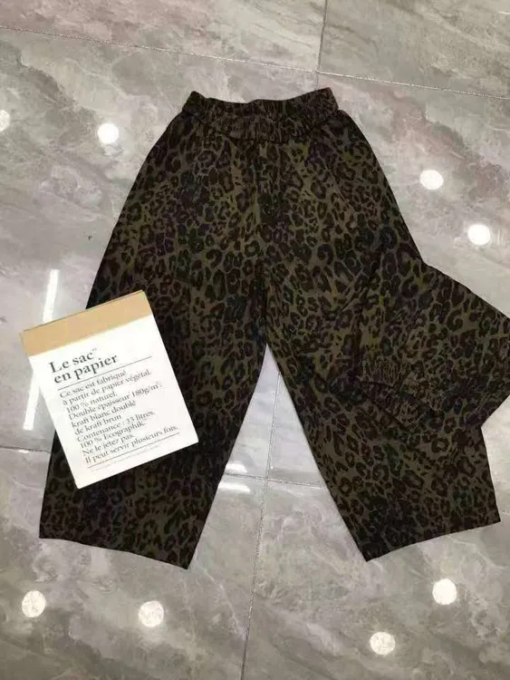 秋冬豹纹高腰水洗弯刀裤九分裤微弹秋季做旧大码牛仔裤6016