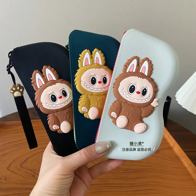 可挂防丢可爱卡通软硅胶收纳包女旅行便携太阳镜墨镜眼镜袋眼镜盒