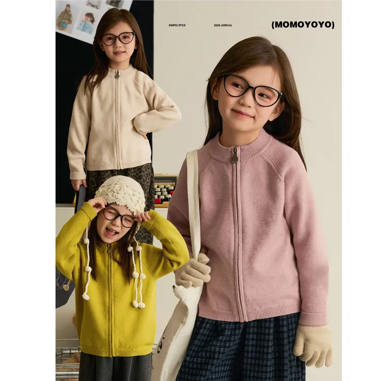 辰辰妈【书签】女童圆领开衫毛衣秋装拉链保暖亲子装针织上衣8809D