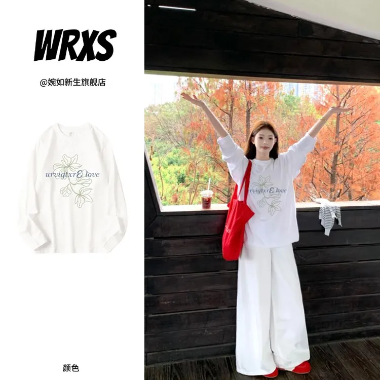 【婉如新生】纯棉美式复古植物花卉长袖T恤2025新款设计感小众高街