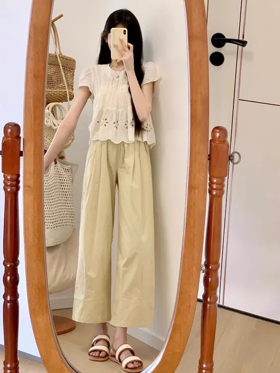 夏装茶系穿搭一整套2025青春活力小个子冷淡风减龄上衣别致套装女