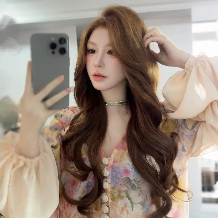椰子专属《露丝欧尼》深巧克力棕色高层次卷发大面积蕾丝假发女