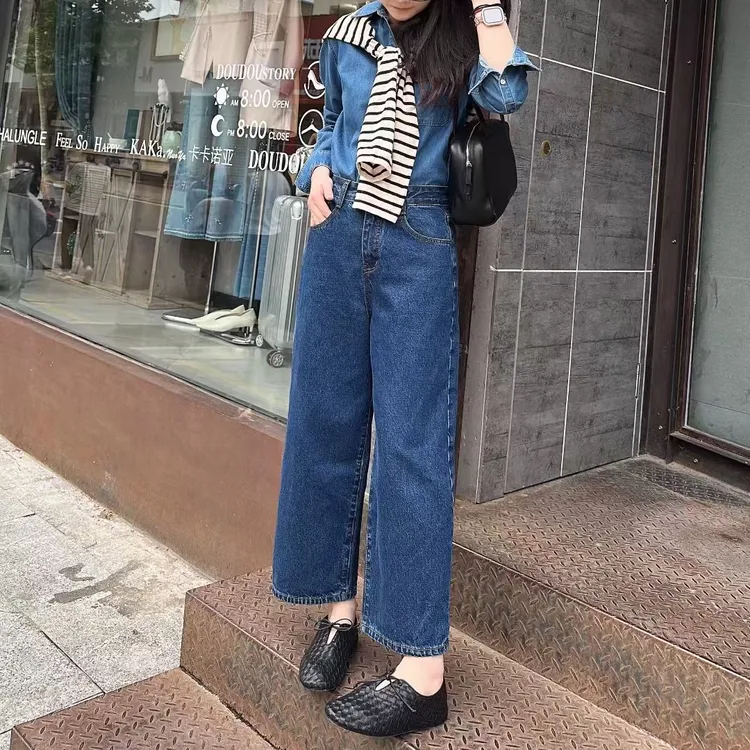 宇姐精选7899休闲阔腿显瘦高腰百搭宽松秋季九分牛仔裤女小个子