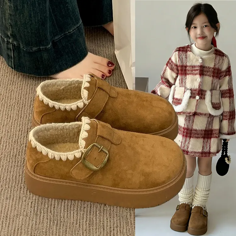 女童棉鞋勃肯鞋2025新款冬季儿童加绒女孩保暖学生中大童毛毛鞋