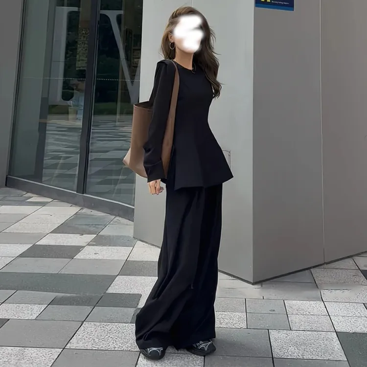 高级感气质套装女2025春秋季新款时尚设计感上衣阔腿裤气质两件套