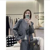 MTL M胸106长52简约金属扣温柔气质百搭双面羊毛呢子外套 2418