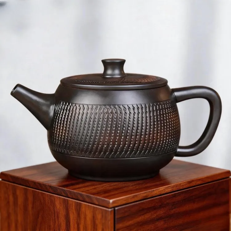 建水紫陶汉瓦壶全手工泡茶壶单壶家用功夫茶具茶器大容量凤鸣壶商品图