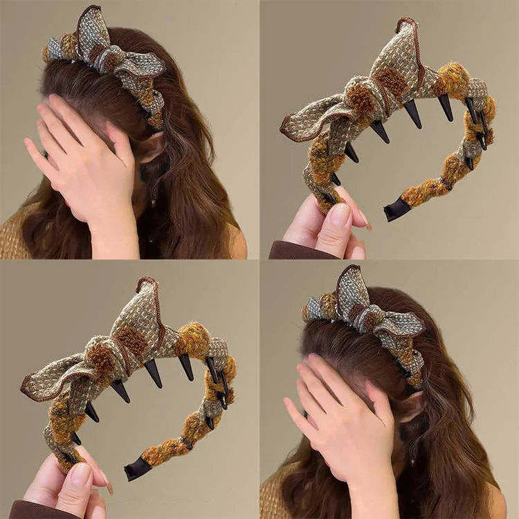 秋冬慵懒甜美毛呢蝴蝶结发箍女2025新款高颅顶头箍显脸小发卡头饰