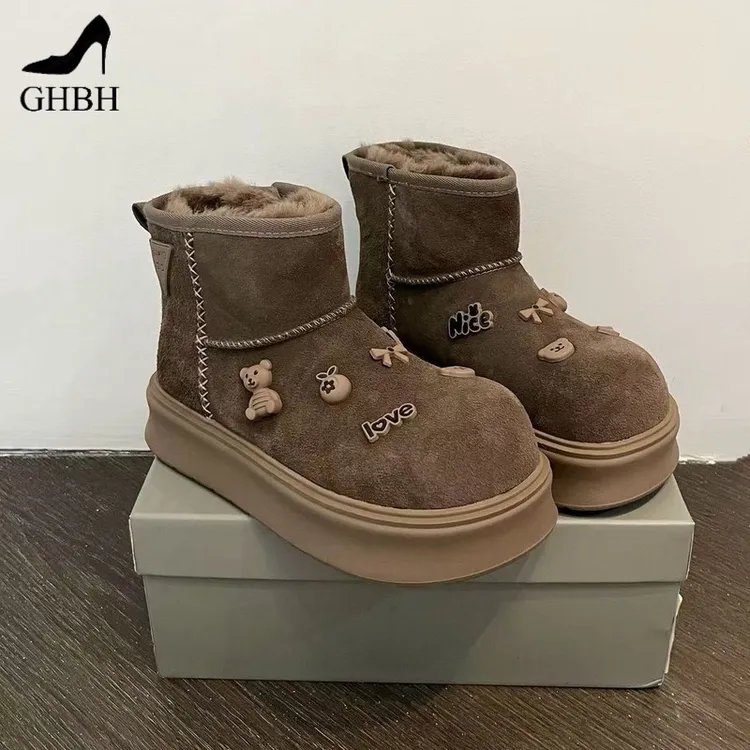 舒适鞋子女冬季新款厚底防滑加绒加厚东北保暖雪地靴棉鞋棉靴