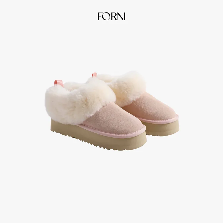 FORNI 断货王 厚底牛反绒拼接羊毛雪地靴保暖