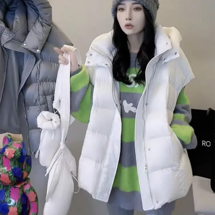 连帽羽绒马甲背心女款外穿坎肩欧货2025秋冬新款爆款轻薄马夹外套