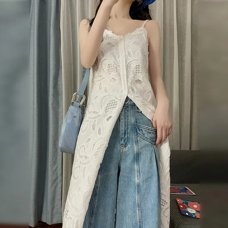 海边度假风白色吊带连衣裙子女夏季双十一新款高级感气质绝美长裙