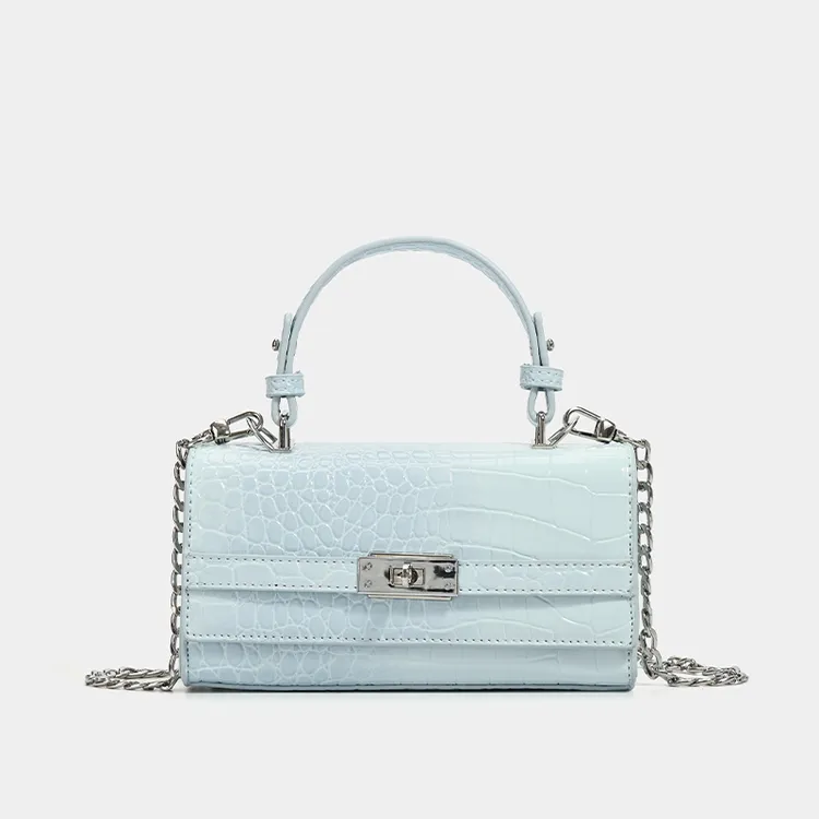 韩系ins法棍鳄鱼纹手提包包女2025新款百搭时尚凯莉包单肩斜跨包