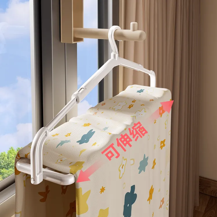 大衣架晒被子床单专用可伸缩杆加长大号家用阳台晾晒被套浴巾神器
