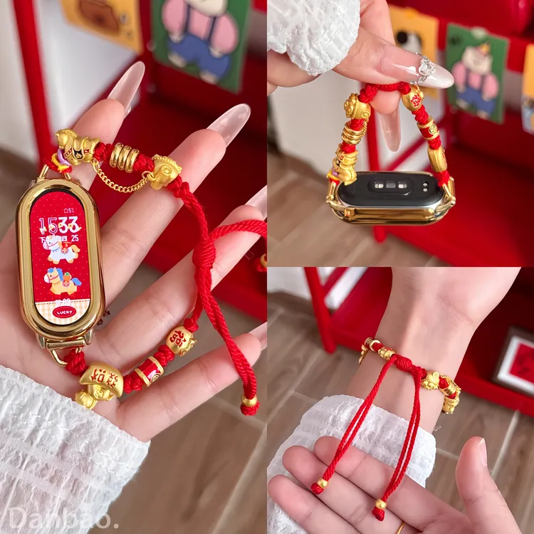 《马年来福》适用小米手环10新年款式9表带红色8编织串珠喜庆时尚女