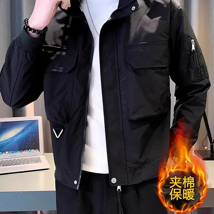 2025春秋痞帅外套加厚男高街潮牌港风日系原宿风韩版潮流宽松风衣