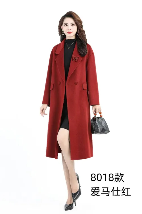 高端大牌2025秋冬新款双面骆驼绒羊驼女中长款大衣宽松时尚气质